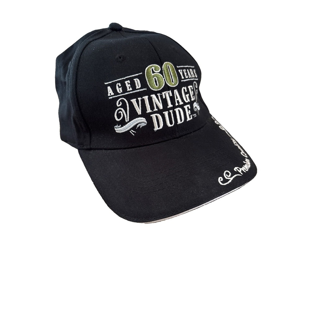 Aged 60 Years Vintage Dude Adjustable Baseball Cap Hat Black Embroidered